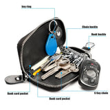 JNKET Retro Cow Leather Keychain Bag Key Case Zipper Key Bag