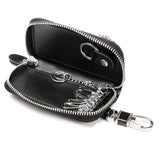 JNKET Retro Cow Leather Keychain Bag Key Case Zipper Key Bag