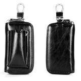 JNKET Retro Cow Leather Keychain Bag Key Case Zipper Key Bag