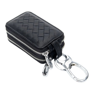 JNKET Sheepskin Keychain Bag Key Case Double Zipper Key Bag