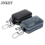 JNKET Sheepskin Keychain Bag Key Case Double Zipper Key Bag