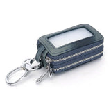 JNKET Sheepskin Keychain Bag Key Case Double Zipper Key Bag