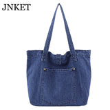 JNKET Denim Tote Bag Handbag Casual Shoulder Bag