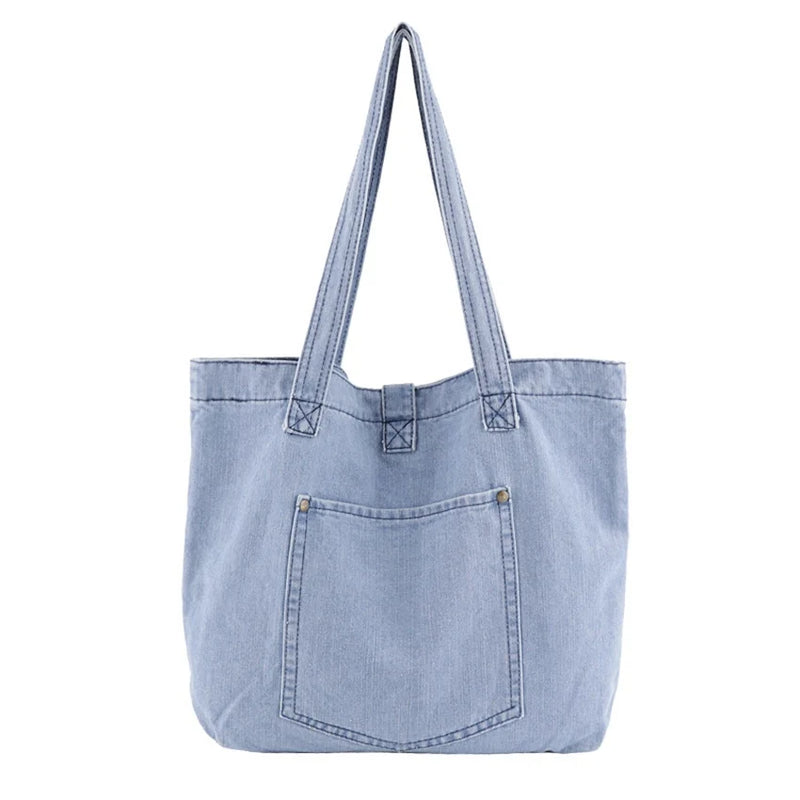 JNKET Denim Tote Bag Handbag Casual Shoulder Bag