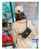 JOYHO Leather Waist Bag Women Fanny Chest Bag Pack Femal Plaid Belt Bags
