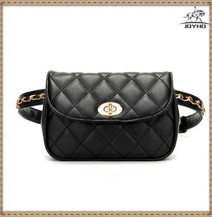JOYHO Leather Waist Bag Women Fanny Chest Bag Pack Femal Plaid Belt Bags