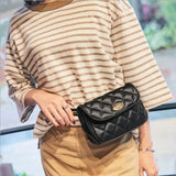 JOYHO Leather Waist Bag Women Fanny Chest Bag Pack Femal Plaid Belt Bags