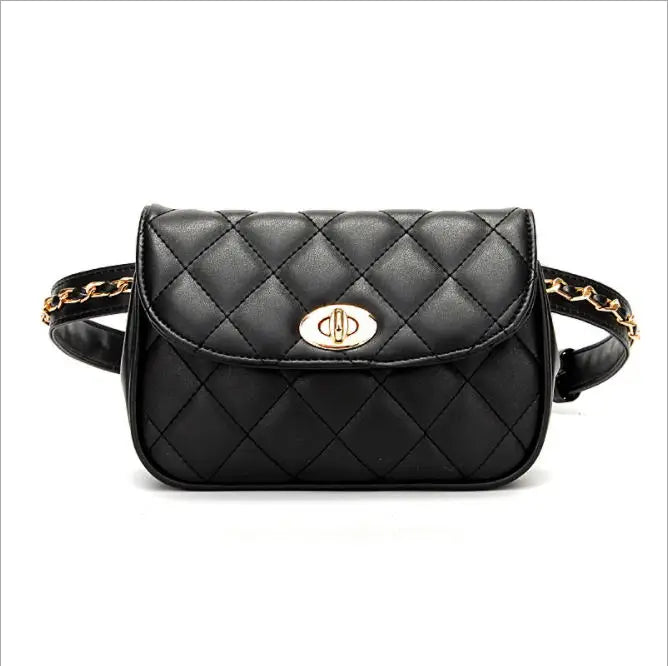 JOYHO Leather Waist Bag Women Fanny Chest Bag Pack Plaid Belt Bags