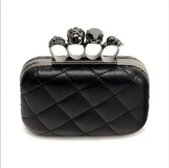 Vintage Plaid Skull Ring Evening Clutch Bag