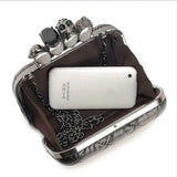 Vintage Plaid Skull Ring Evening Clutch Bag