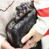 Vintage Plaid Skull Ring Evening Clutch Bag