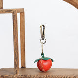 Leather Strawberry Keychain for Women Girls Key Ring Gift