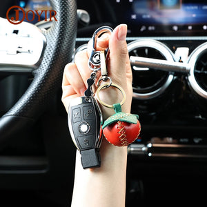 Leather Strawberry Keychain for Women Girls Key Ring Gift