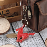 Cowhide Leather Pony Keychain Bag Ornament Key Ring Holder