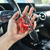 Cowhide Leather Pony Keychain Bag Ornament Key Ring Holder