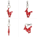Cowhide Leather Pony Keychain Bag Ornament Key Ring Holder