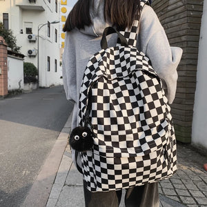Girls Plaid Backpack Waterproof Shoulder Bag Women Laptop Travel Rucksack