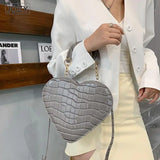 Stone Pattern Heart Tote Bag PU Leather Crossbody Bag