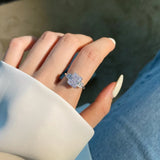 925 Silver Lab Sapphire Diamond Baguette Wedding Engagement Ring