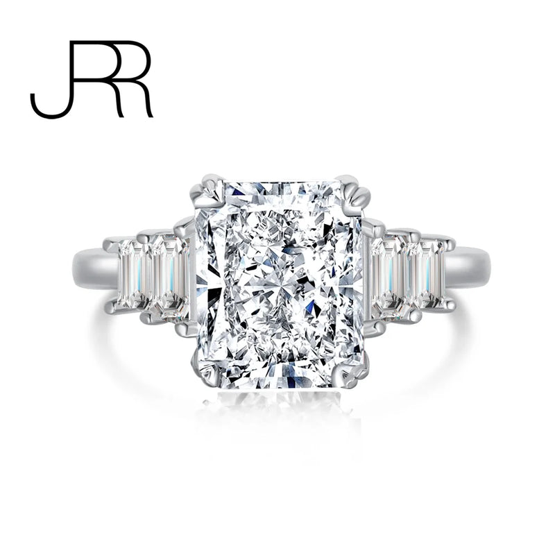 925 Silver Lab Sapphire Diamond Baguette Wedding Engagement Ring