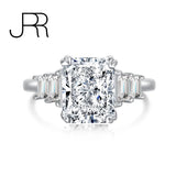 925 Silver Lab Sapphire Diamond Baguette Wedding Engagement Ring