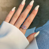 925 Silver Lab Sapphire Diamond Baguette Wedding Engagement Ring
