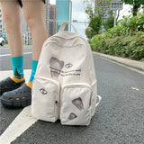 Double Pocket Women Backpack Student Shoulder Bag For Teenage Girls