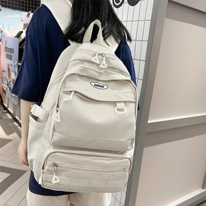 Double Zipper Net Pocket Woman Backpack Waterproof Teen Shoulder Bag