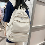 Double Zipper Net Pocket Woman Backpack Waterproof Teen Shoulder Bag