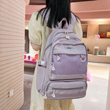 Double Zipper Net Pocket Woman Backpack Waterproof Teen Shoulder Bag