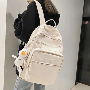 High Capacity Women Backpack Female Multiple Pockets Student Rucksack