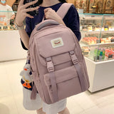 Harajuku Girl Solid Women Backpack Waterproof Nylon Travel Bag