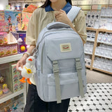 Harajuku Girl Solid Women Backpack Waterproof Nylon Travel Bag
