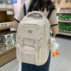 Harajuku Girl Solid Women Backpack Waterproof Nylon Travel Bag