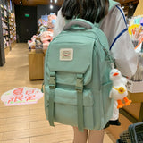 Harajuku Girl Solid Women Backpack Waterproof Nylon Travel Bag