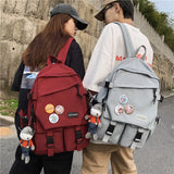 Nylon Solid Backpack Women Waterproof Student School Bags Teenage Girl