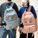 Waterproof Double Pocket Buckle Backpack for Teenage Girl Boy