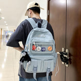Waterproof Double Pocket Buckle Backpack for Teenage Girl Boy