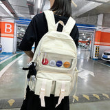 Waterproof Double Pocket Buckle Backpack for Teenage Girl Boy