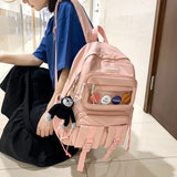 Waterproof Double Pocket Buckle Backpack for Teenage Girl Boy