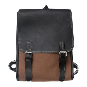 Vintage PU Leather Backpack Women Canvas School Bag For Girls College Schoolbag