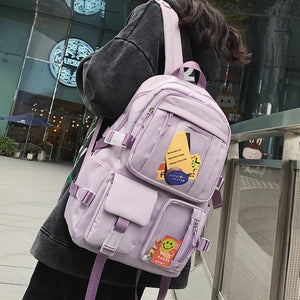 Waterproof Purple Travel Rucksack for Teenage Girl Student Backpacks