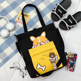 JYSHINE Cartoon Canvas Shoulder Bag for Girls Student Crossbody Handbag