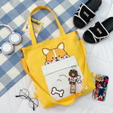 JYSHINE Cartoon Canvas Shoulder Bag for Girls Student Crossbody Handbag