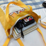 JYSHINE Cartoon Canvas Shoulder Bag for Girls Student Crossbody Handbag