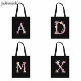 Flower Pattern Tote Bag, Large Capacity Eco Friendly Handbag for Women