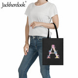 Flower Pattern Tote Bag, Large Capacity Eco Friendly Handbag for Women