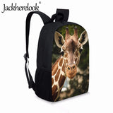 Jackherelook 3D Giraffe School Backpack for Middle School Students 17 inch