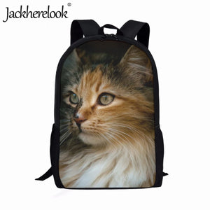 Jackherelook 3D Cat Print Backpack for Kids School Bags Girls Casual Book Bag