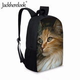 Jackherelook 3D Cat Print Backpack for Kids School Bags Girls Casual Book Bag